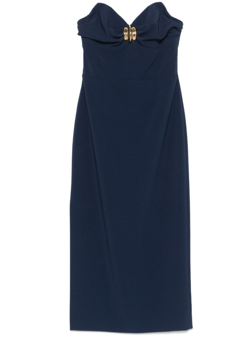 Elisabetta Franchi Strapless Midi Dress With Side Slit