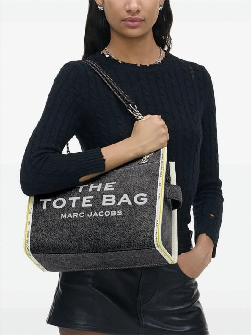 Marc Jacobs Textured Cotton Tote Bag With Chain