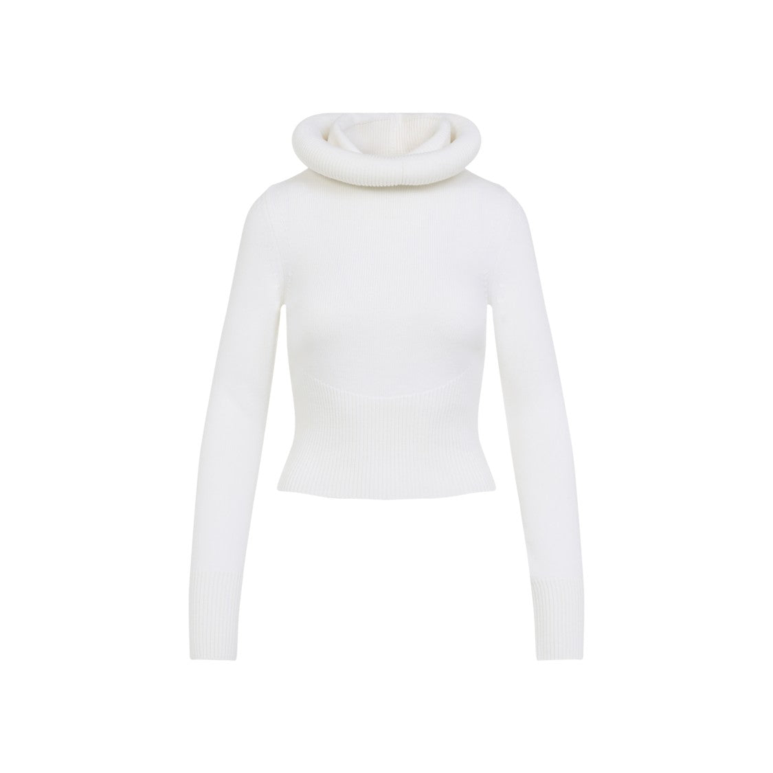 Alaïa Fitted Virgin Wool Sweater With High Turtleneck And Ribbed Detailing