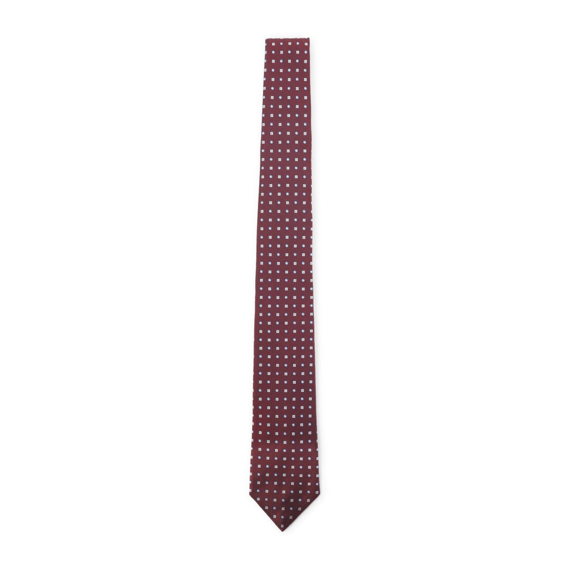 Kiton Burgundy Silk Tie With Geometric Patterns