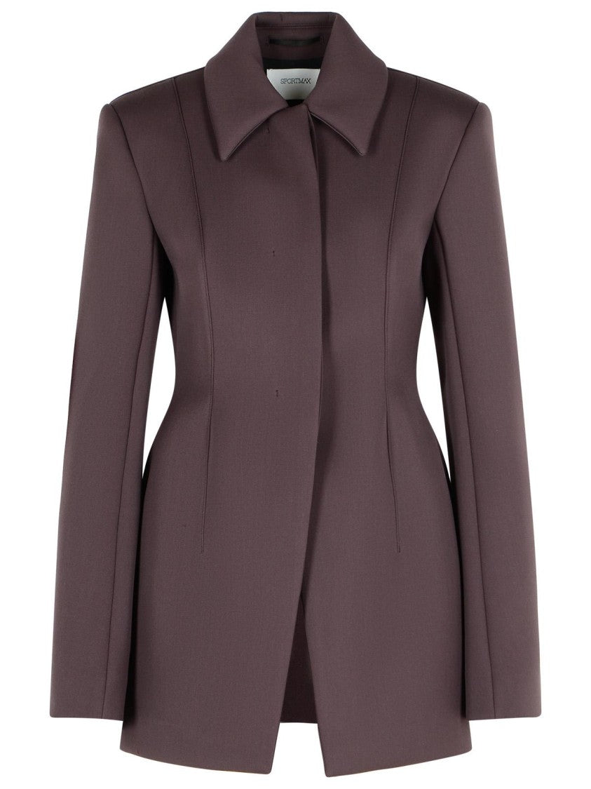 Sportmax 'Bacio' Tight Jacket In Coffee Virgin Wool Blend