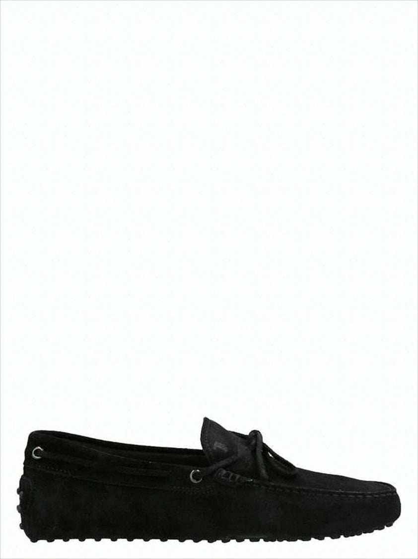 Tod's Moccasin Toe Suede Loafers With Decorative Bow
