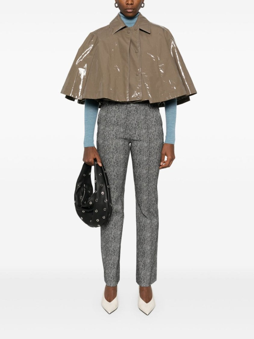Staud Black/White Kat Herringbone Pattern Bootcut Trousers