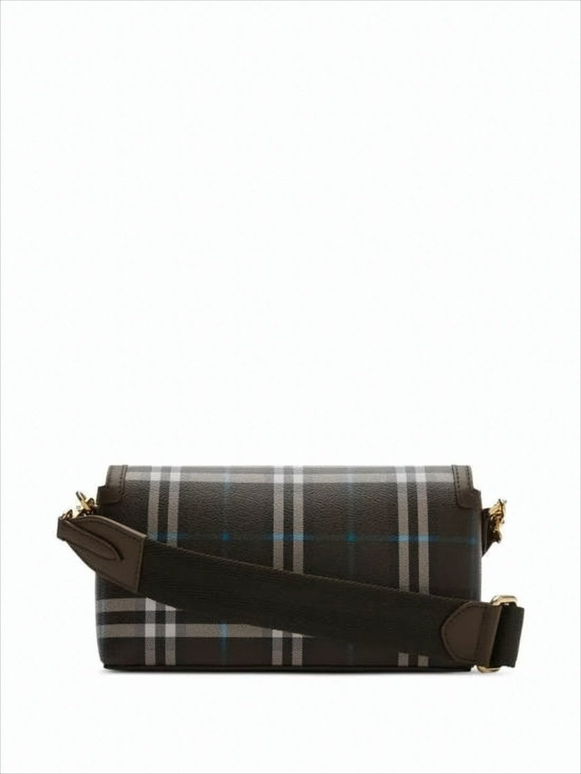 Burberry Structured Dark-Tone Check Crossbody Bag