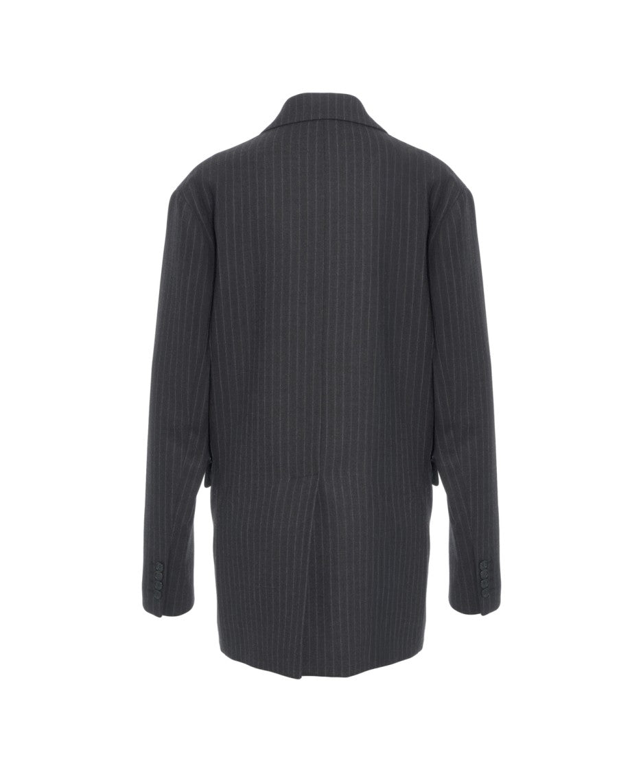 Jucca Pinstriped Blazer With Notched Collar And Tailored Fit
