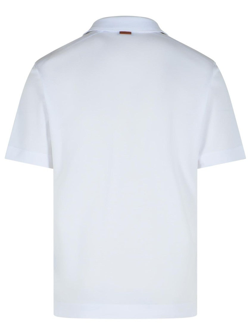 Zegna 'Pure' White Cotton Polo Shirt