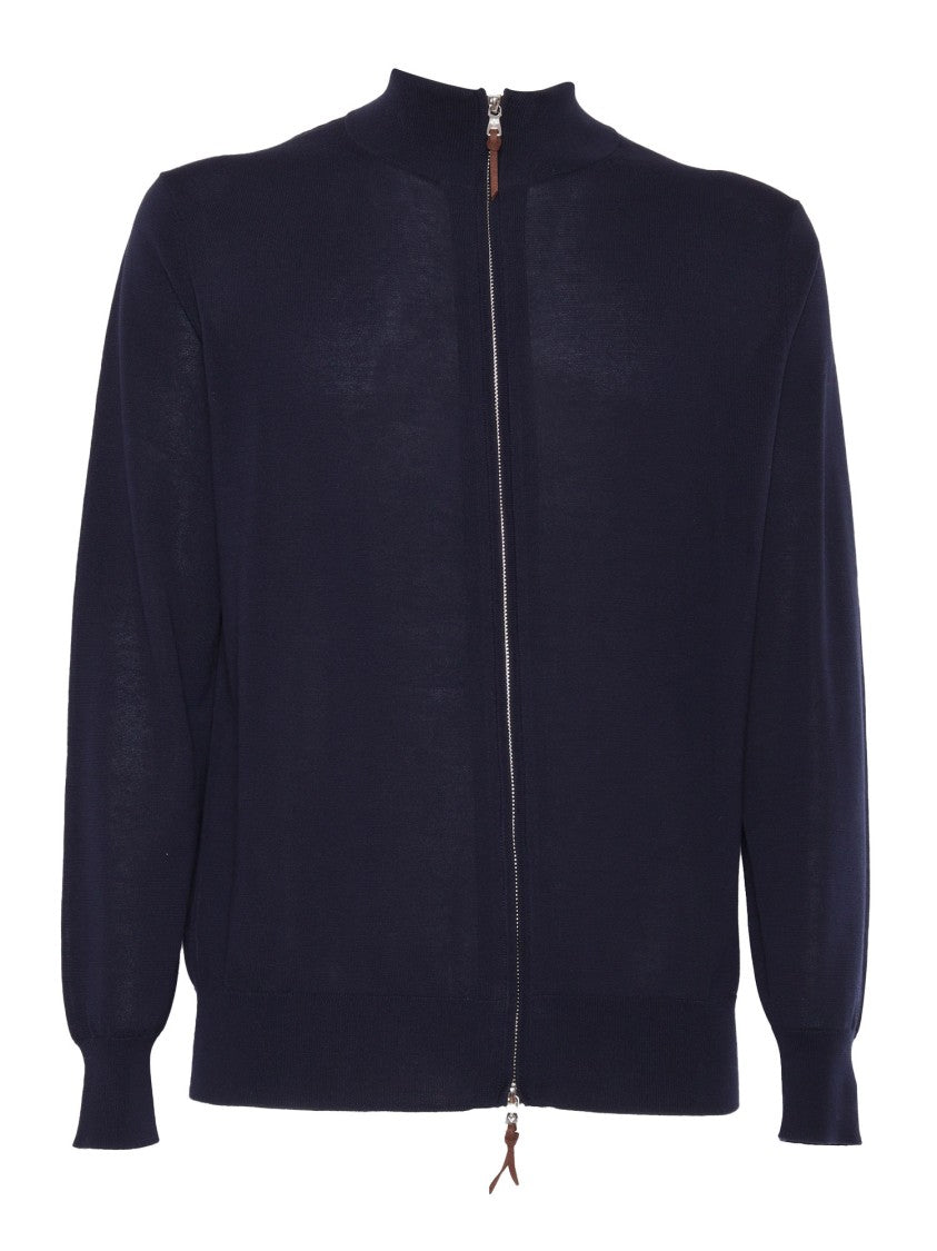 Ballantyne Black Zipped Cardigan With High Collar