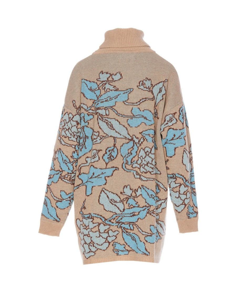 Twin-Set Maxi Pullover With Floral Pattern