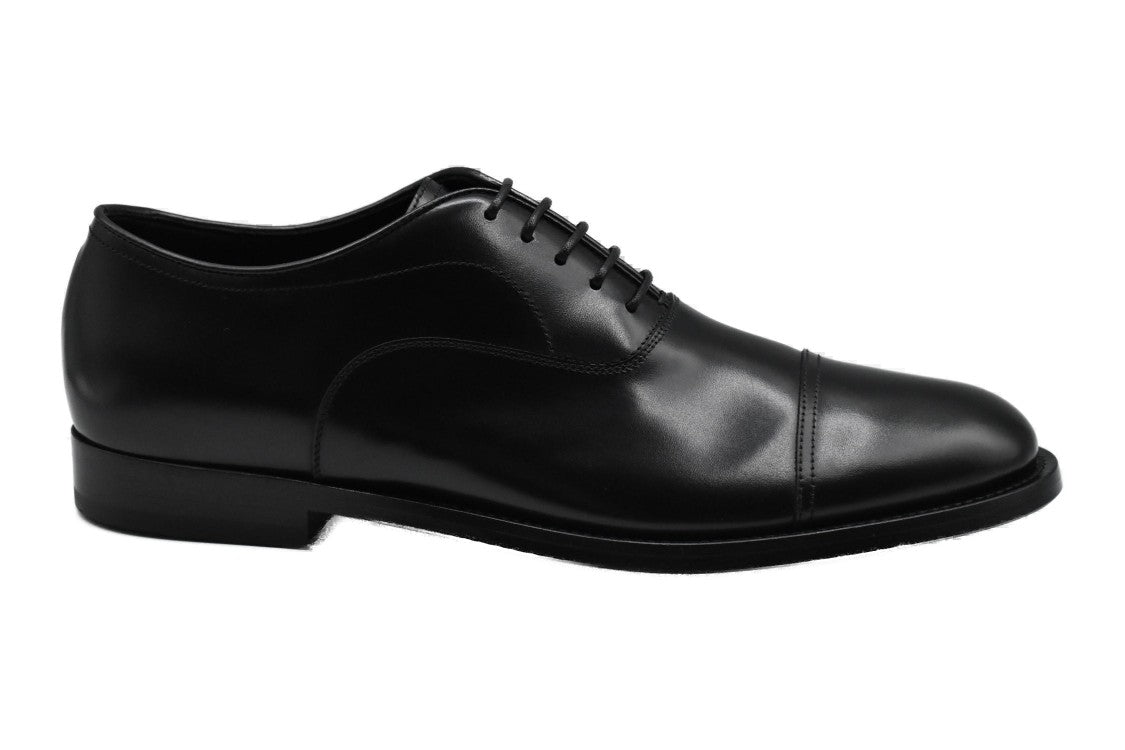 Pantanetti Polished Black Lace-Up Shoes With Low-Profile Heel