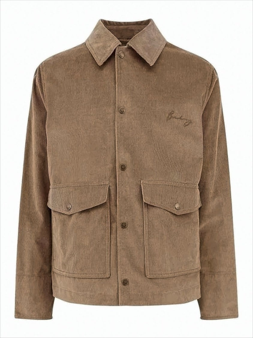Burberry Brown Corduroy Jacket With Button-Up Front