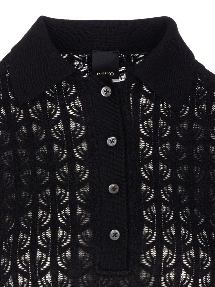 Pinko Lace Panel Bodysuit With Polo Neck