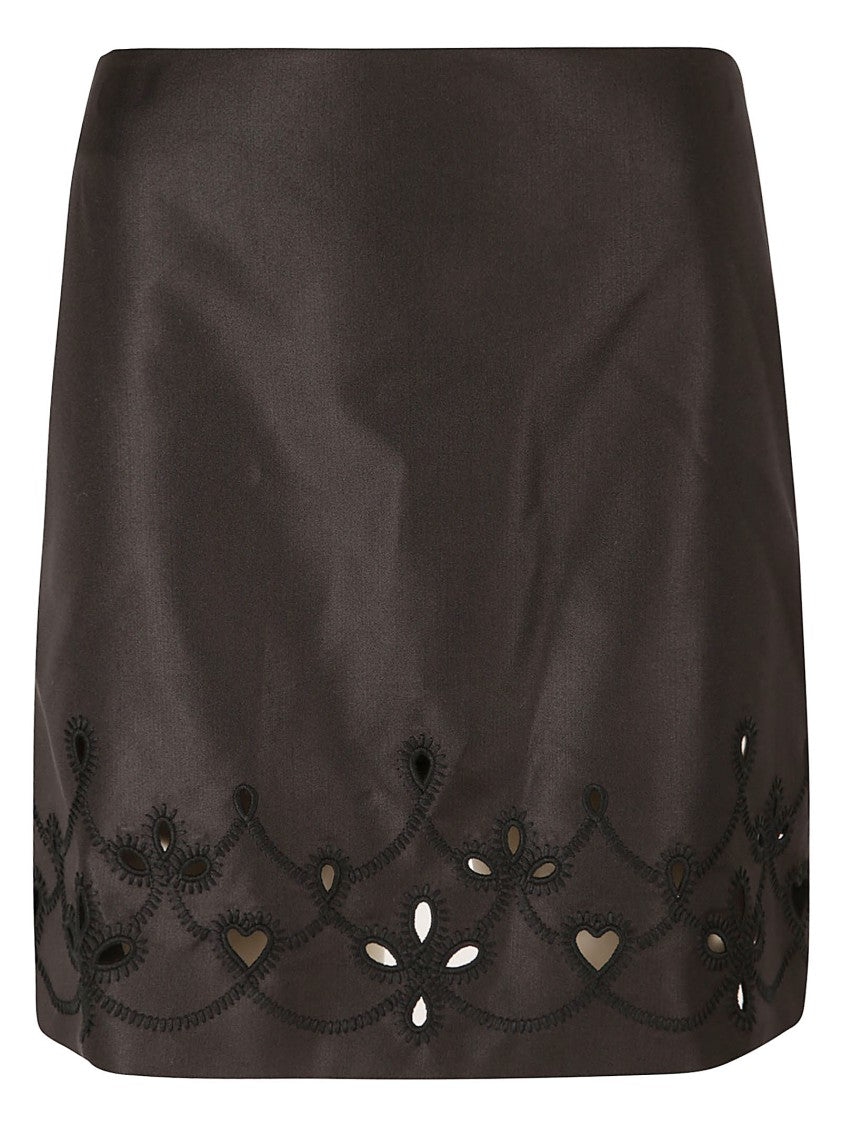 Chloé Black Skirt With Embroidered Hem And Cutouts