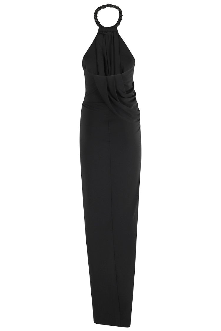Amen Maxi Dress With American Torchons And Draped Design