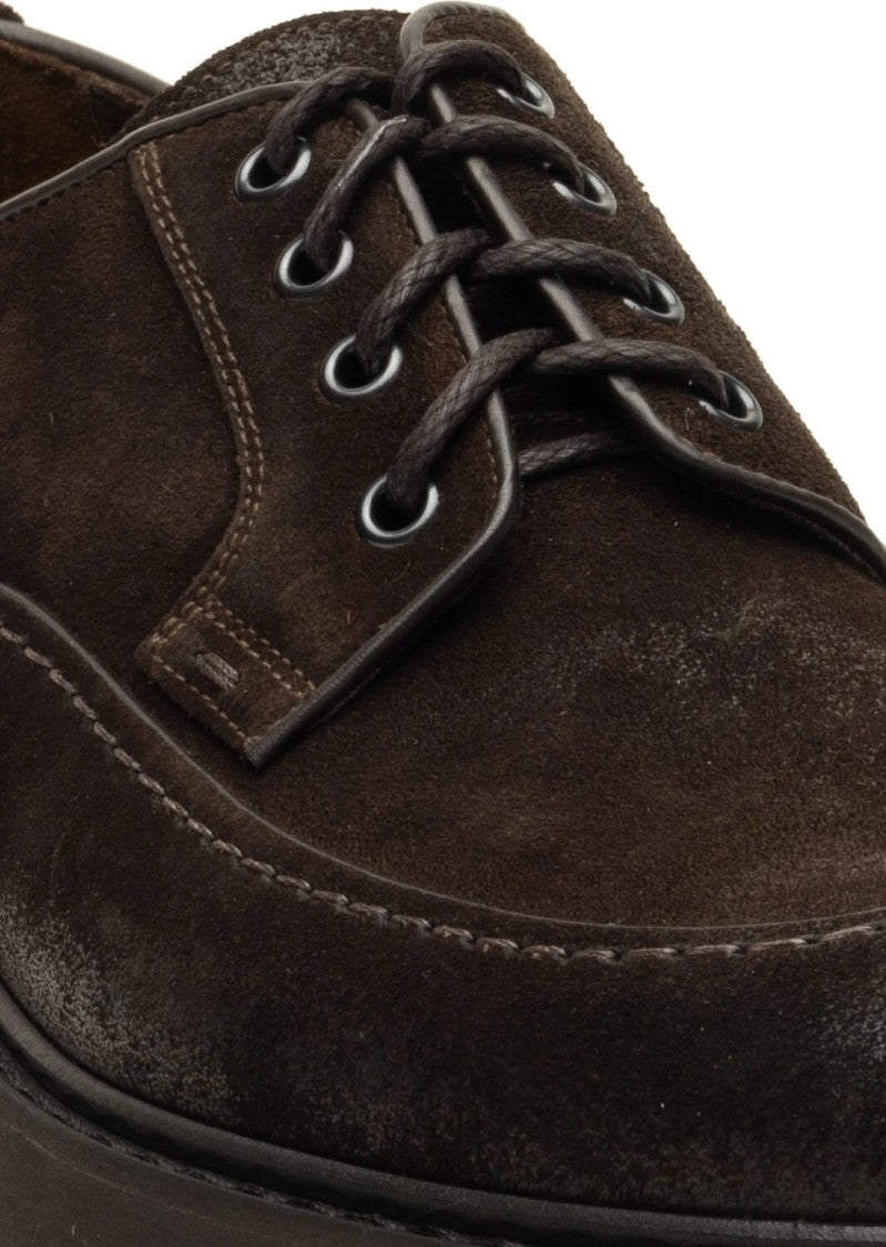 Doucal's Rounded Toe Suede Derby Loafers