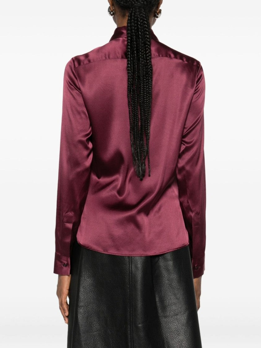 Tagliatore Violet Silk Blend Shirt With Tailored Fit