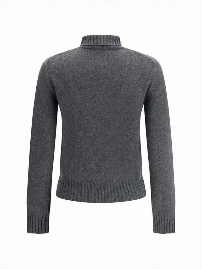 Ami Cropped Cashmere Blend Turtleneck Sweater With Ribbed Detailing
