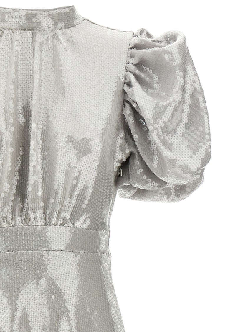 Rotate Birger Christensen All-Over Sequin Midi Dress With Ribbon Fastenings