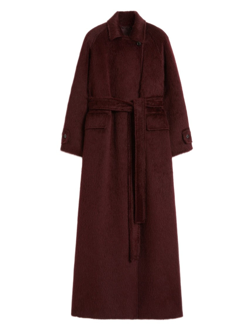 Max Mara Burgundy Long Coat With Tailored Silhouette