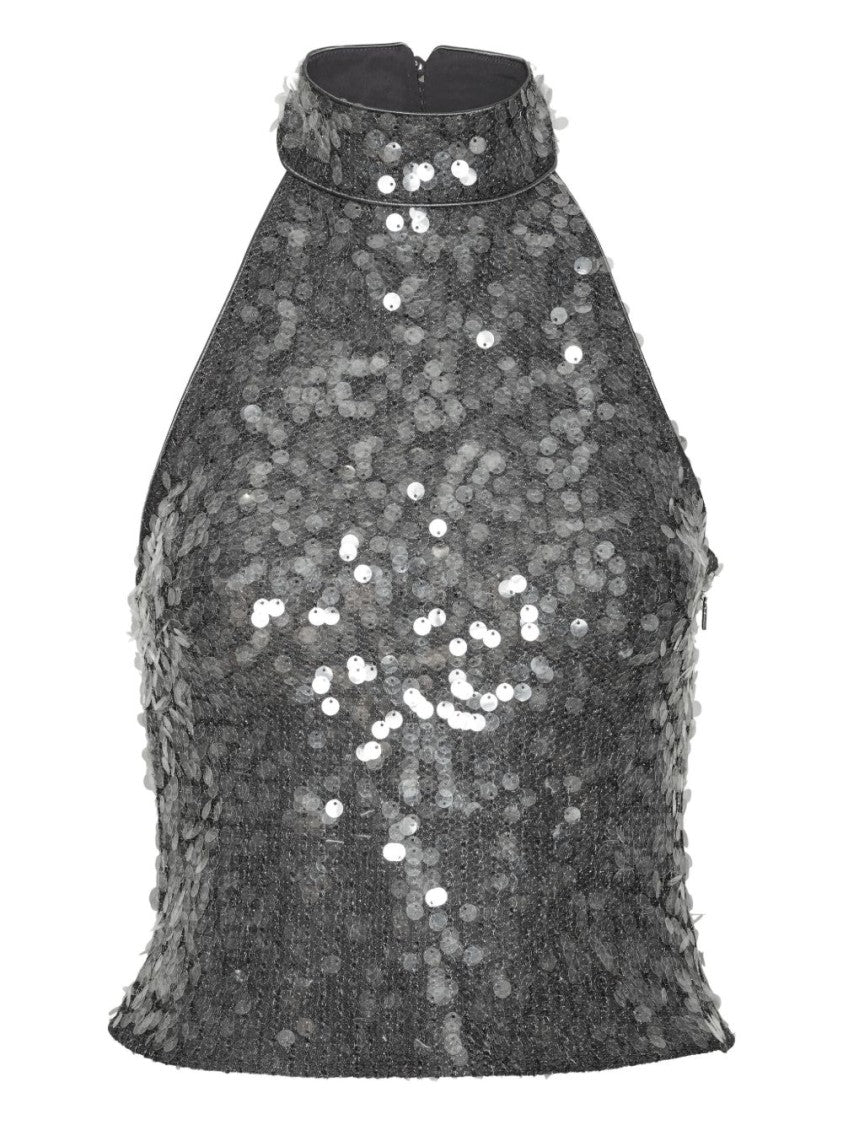 Rotate Halter Neck Top With Sequin Embellishments