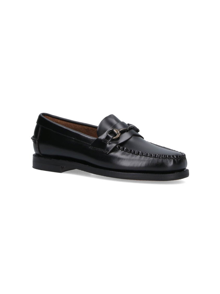 Sebago Moccasin-Style Black Leather Flats