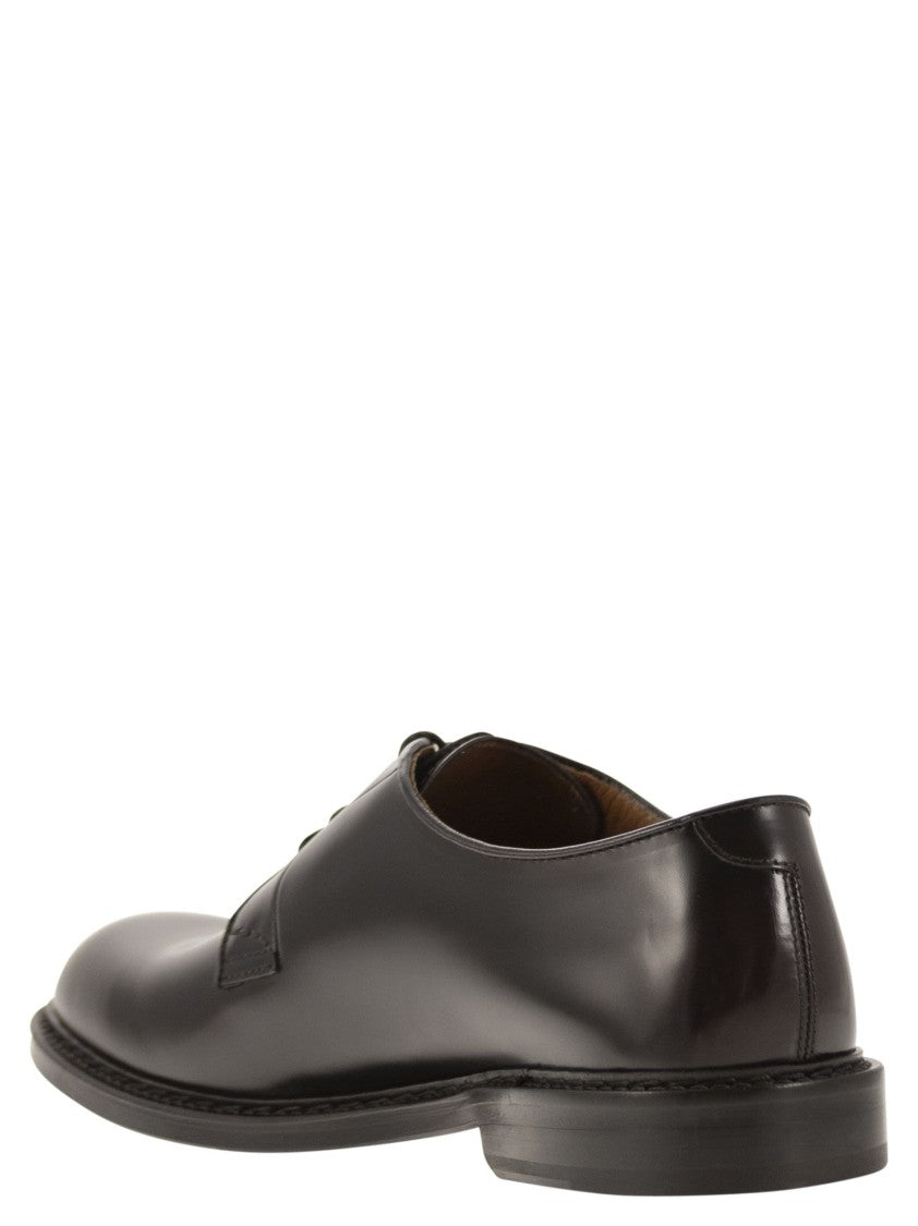 Doucal's Black Smooth Calfskin Derby Shoes