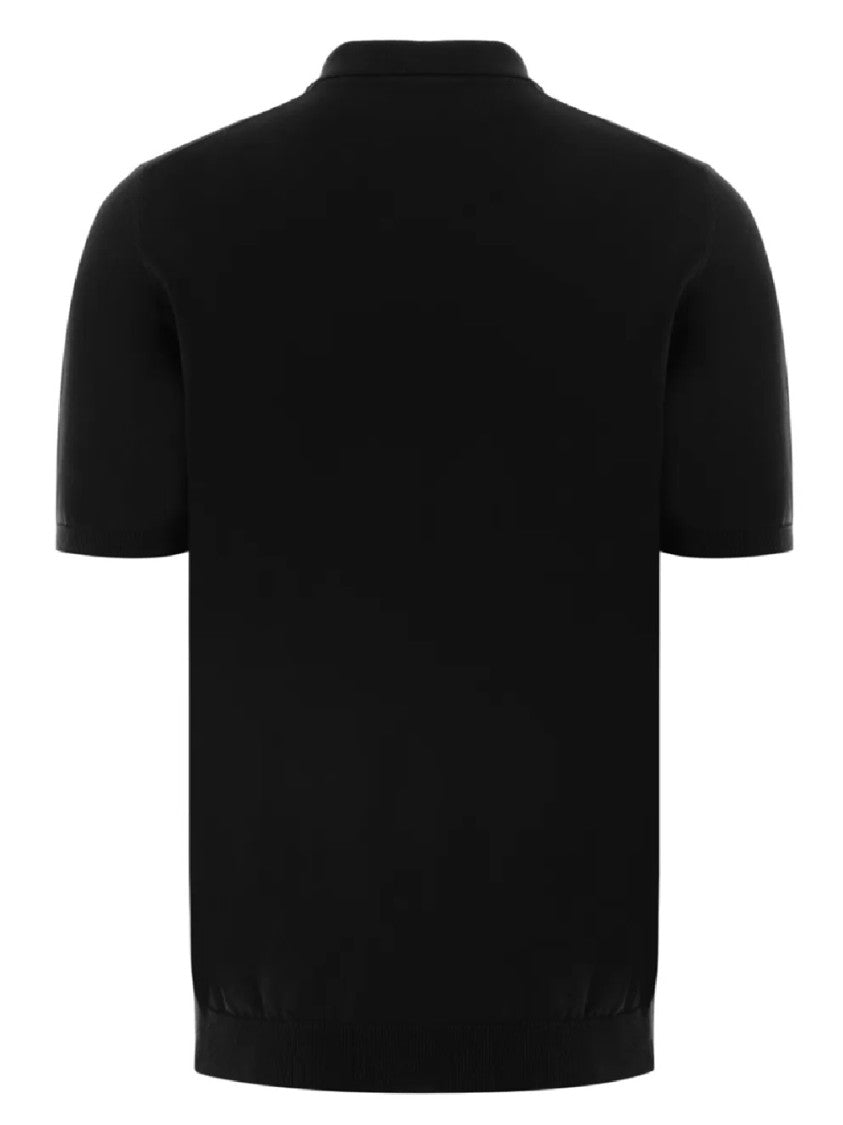 Roberto Collina Classic Black Short-Sleeved Polo