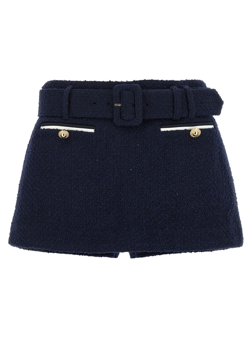 Self-Portrait Bouclé Wool Skort