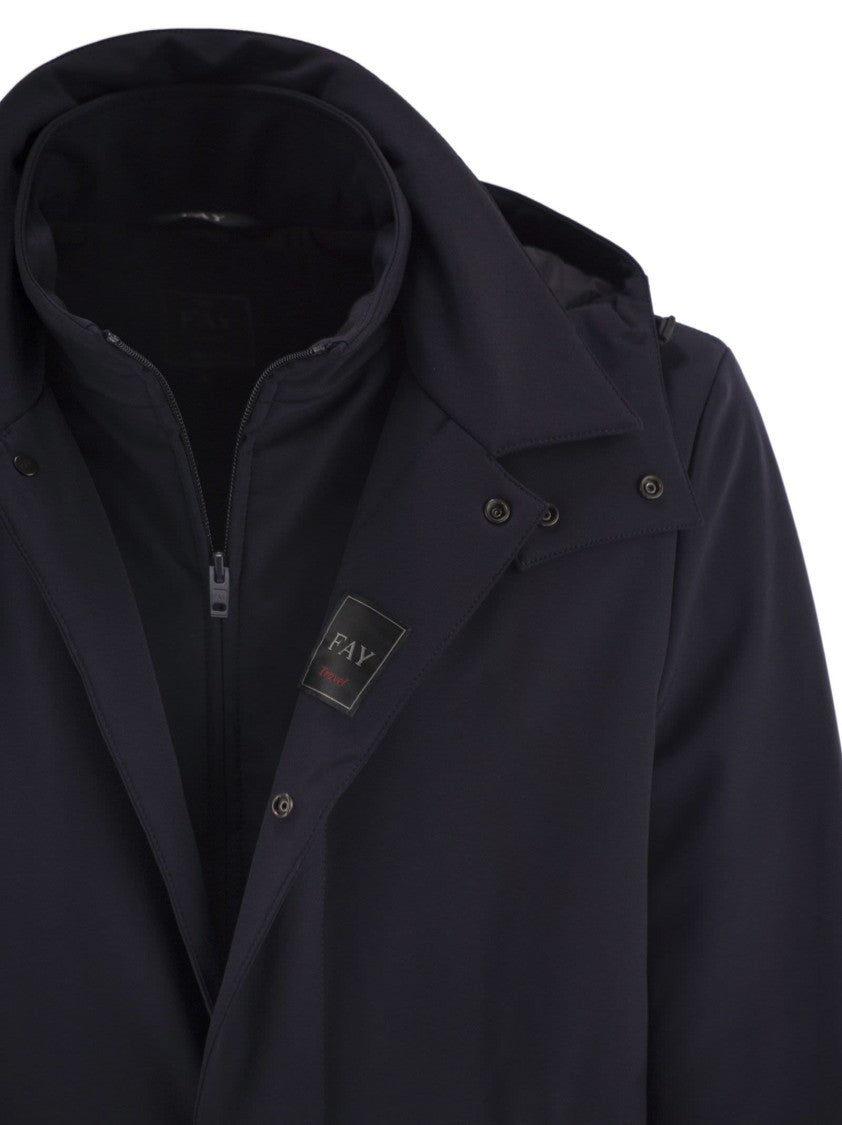 Fay Morning Coat Travel In Jersey Stretch