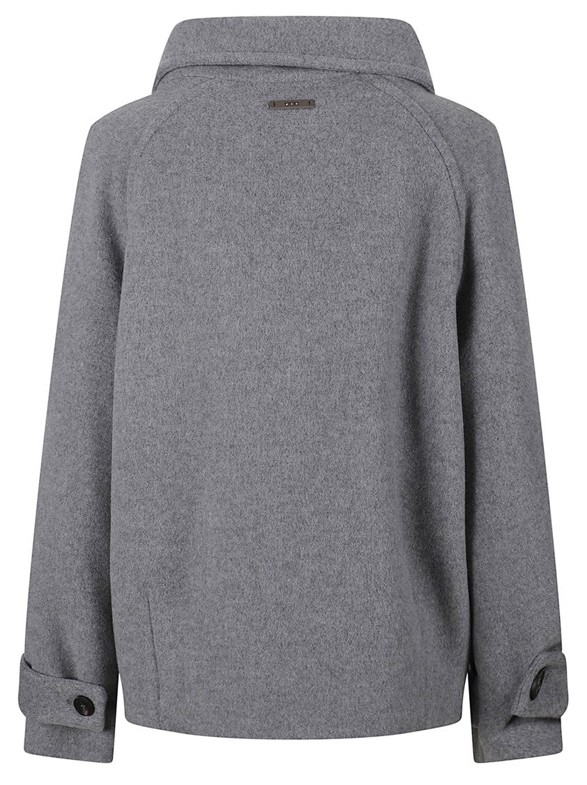 Peserico Double-Faced Wool And Cashmere Caban With Asymmetrical Closure