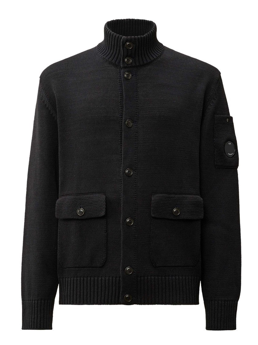 C.P. Company Midnight Blue Cotton Cardigan With Lens Detail