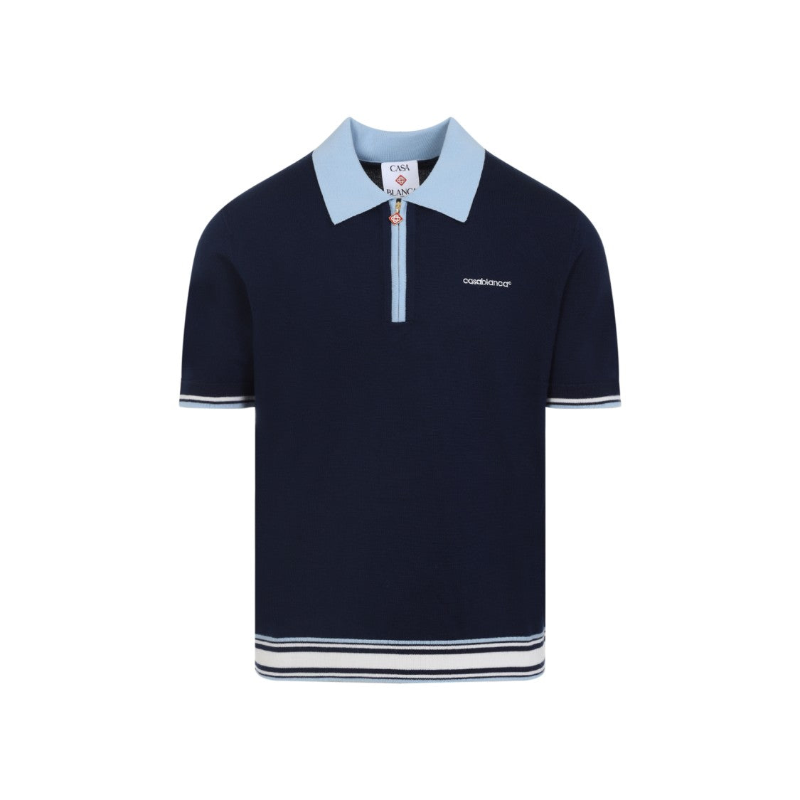 Casablanca Merino Wool Polo T-Shirt With Striped Hem