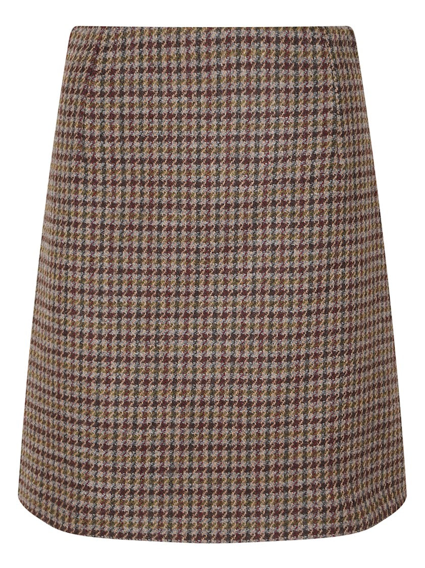 Max Mara Houndstooth Wool Blend Mini Skirt