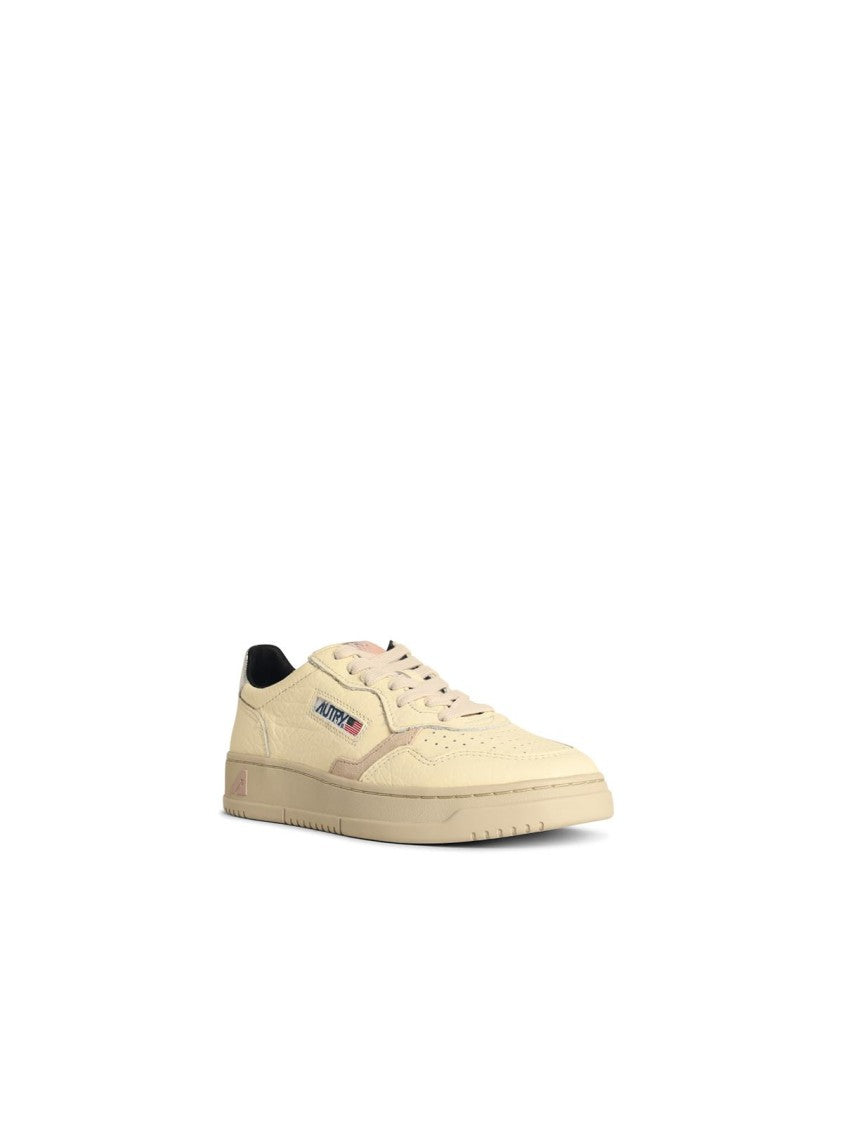 Autry Medalist Low' Silver And Powder Leather Sneakers
