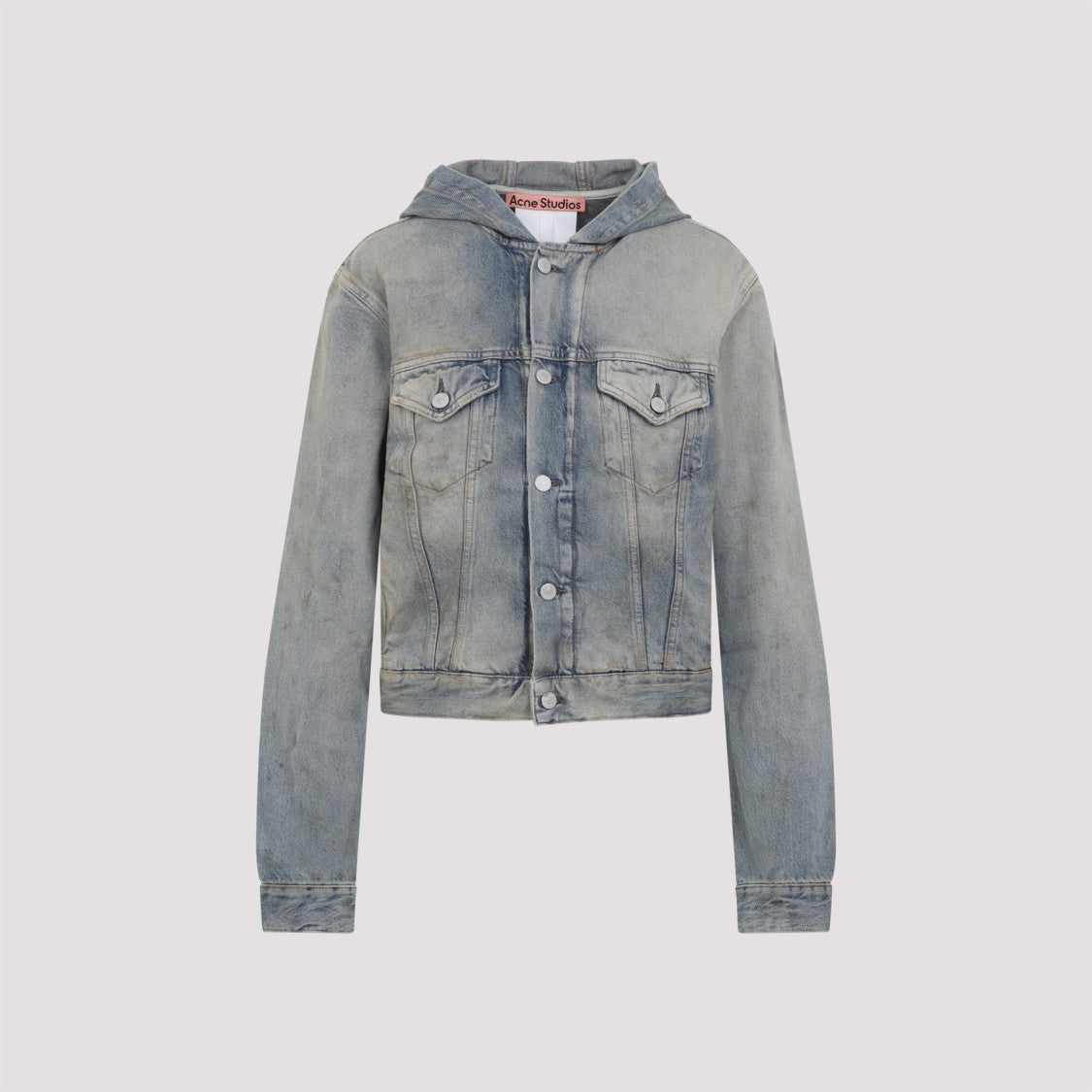 Acne Studios Cropped Denim Jacket With Hood