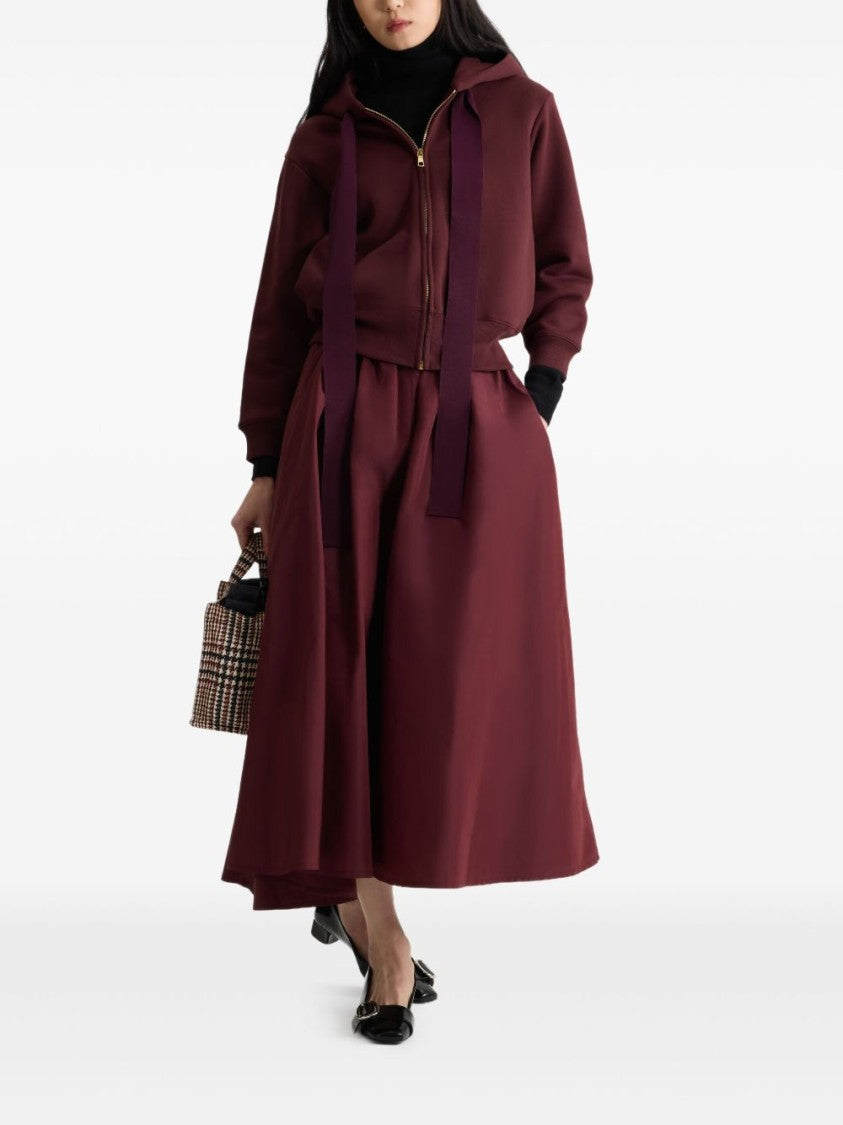 Patou Cropped Bordeaux Sweatshirt With Zip-Up Front