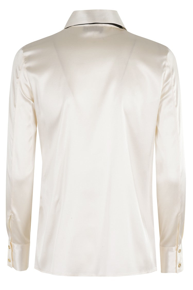 Elisabetta Franchi Long-Sleeve Satin-Finish Shirt With Classic Collar