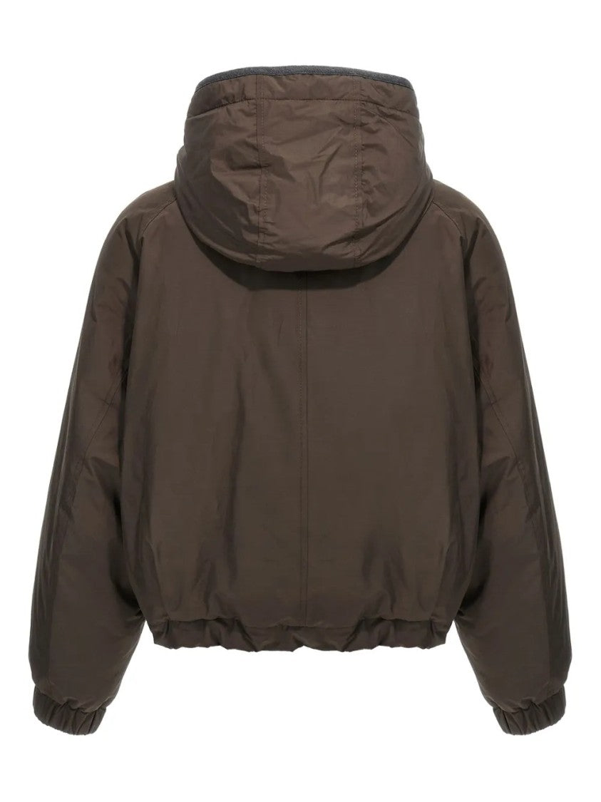 Brunello Cucinelli Cropped Puffer Jacket With Hood And Flap Pockets