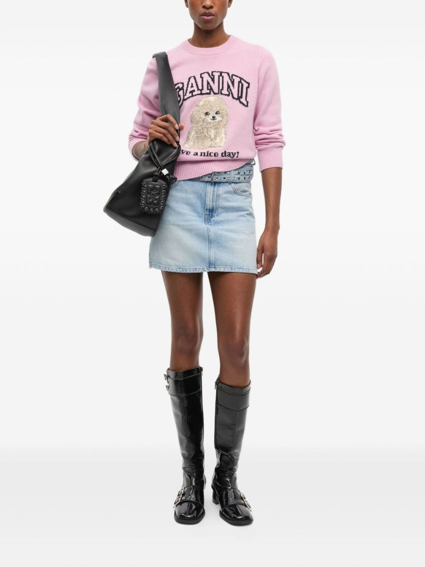 Ganni Light Pink Wool Blend Sweater