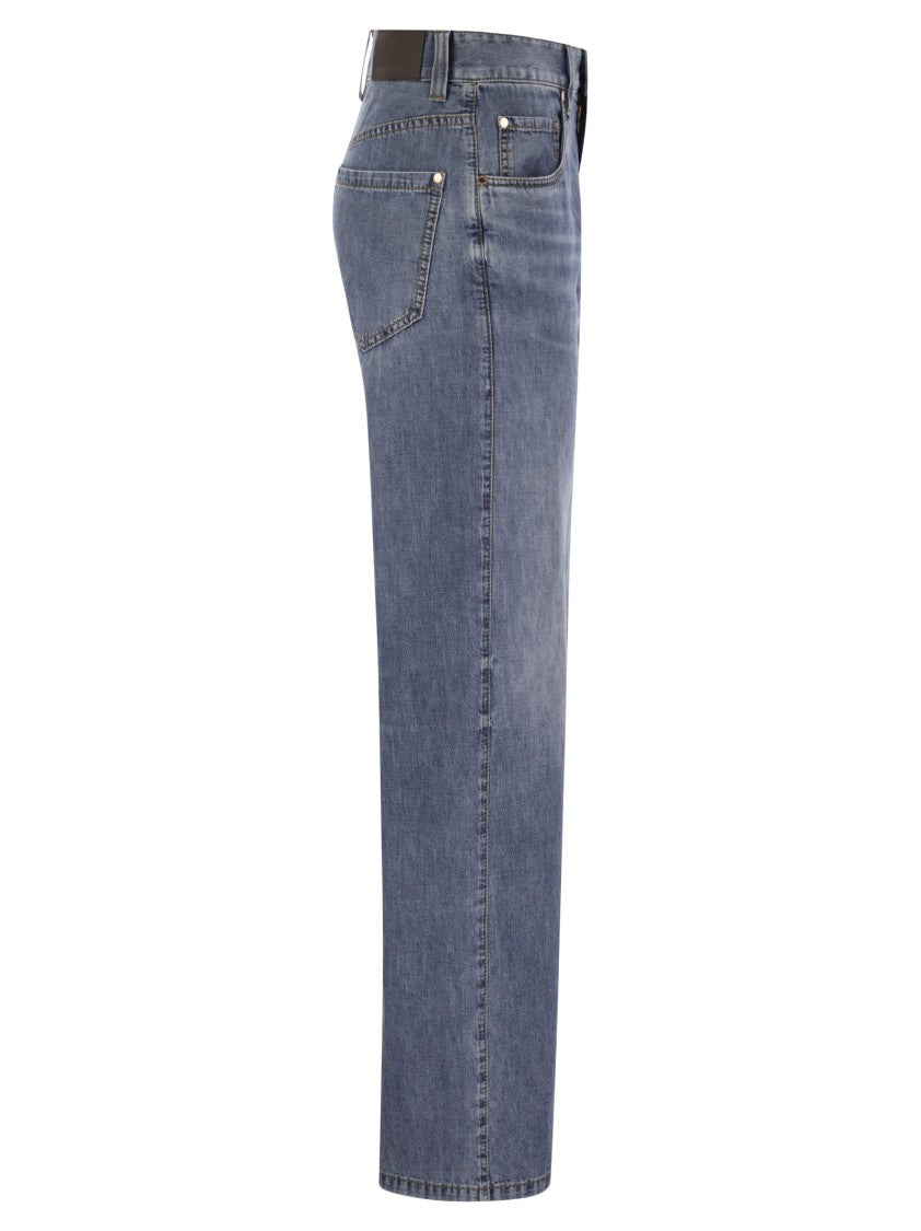 Brunello Cucinelli Contemporary Loose Trousers In Lightweight Denim