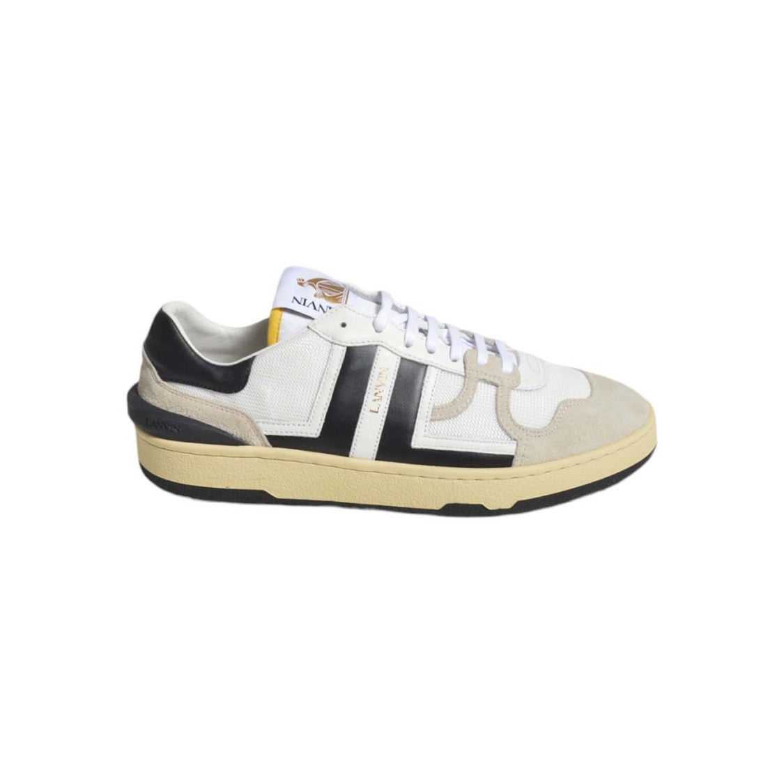 Lanvin Black And White Leather Clay Low Mesh Sneakers