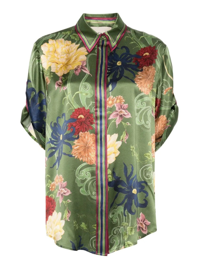 Alemais Grass Green Silk Shirt