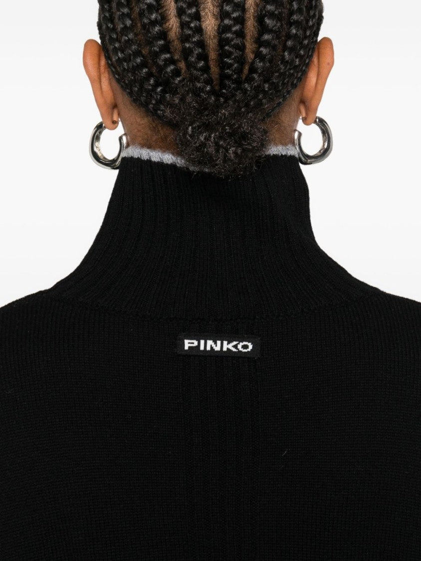 Pinko Loose-Fitting Sweater With High Ribbed Neckline