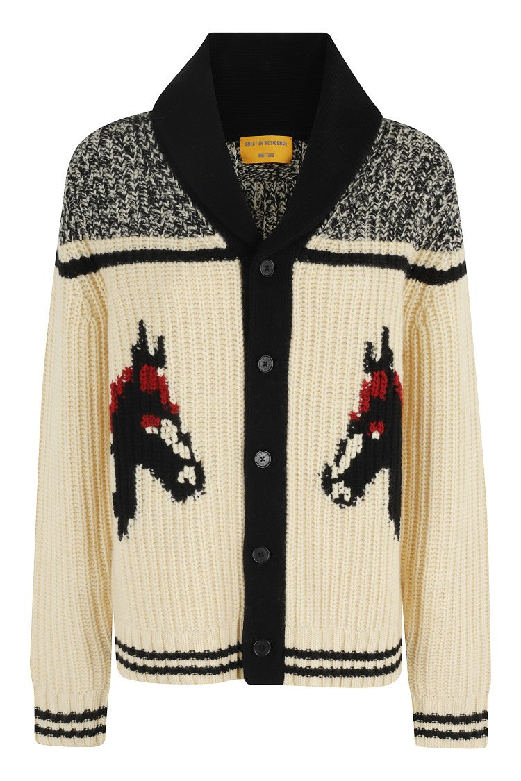 Guest In Residence Rodeo Cardigan With Contrast Embroidery And Lapel Neckline