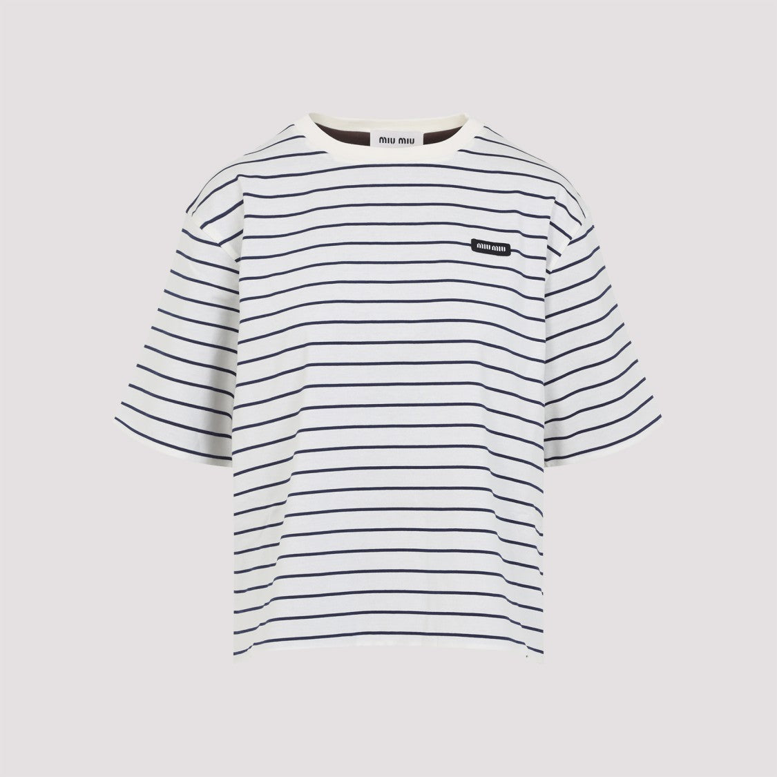Miu Miu White And Blue Cotton T-Shirt