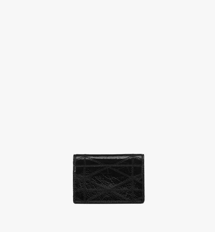Mcm Mini Card Wallet With Quilted Bavarian Diamonds
