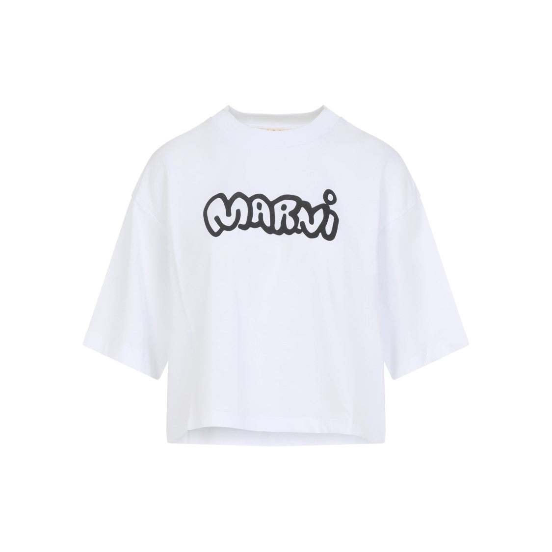 Marni Lily White Cotton Boxy Crop T-Shirt