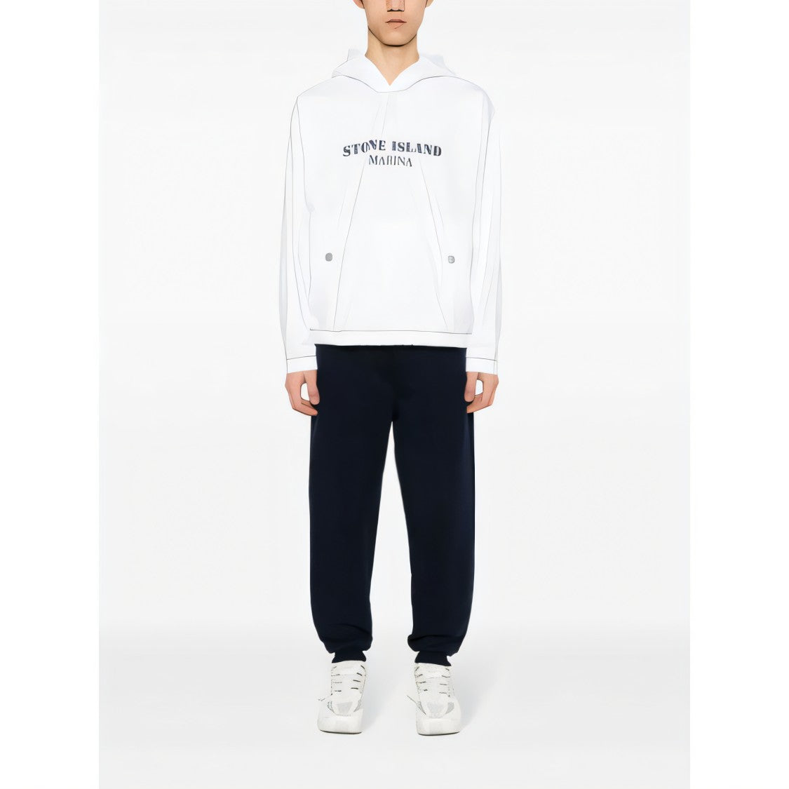 Stone Island White Hooded Sweatshirt