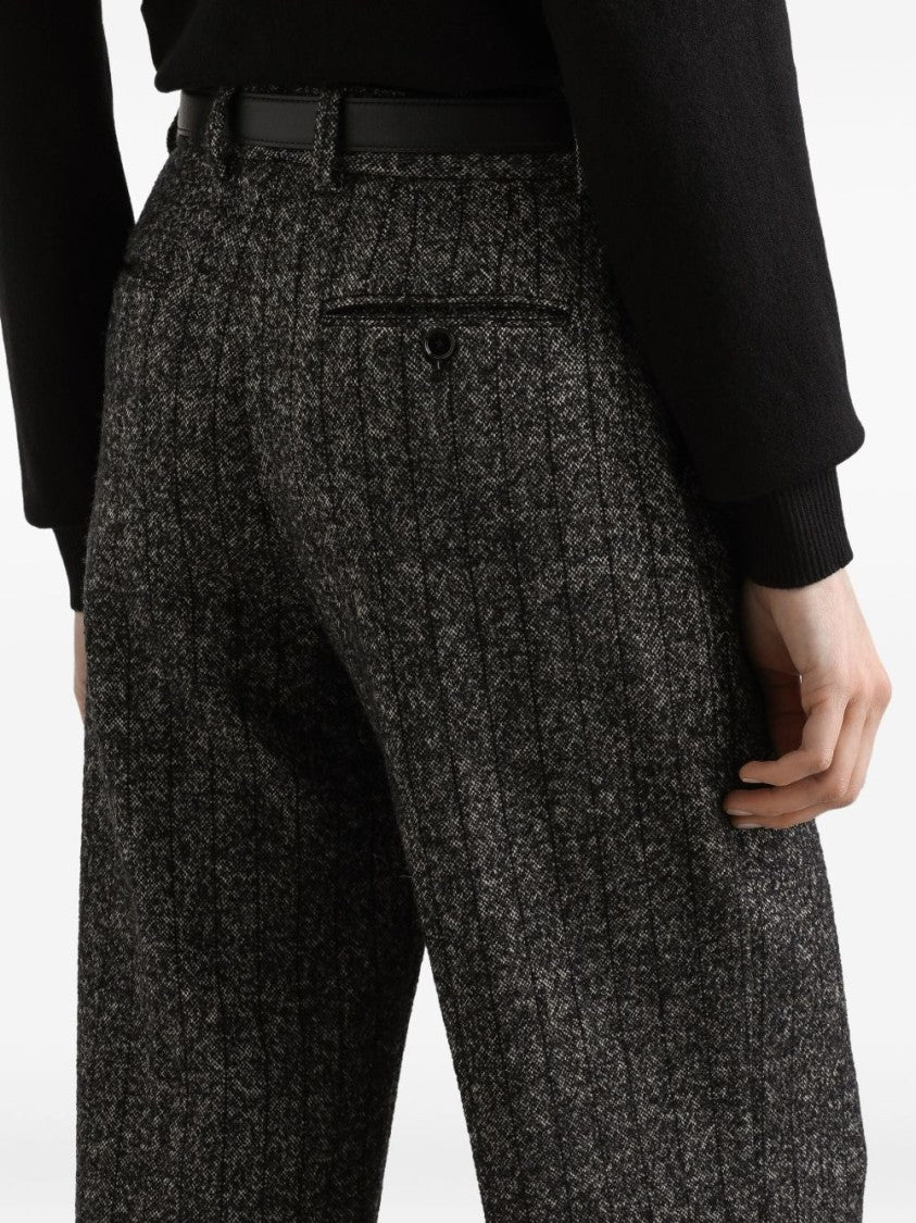 Dolce & Gabbana Tailored Gray Wide-Leg Trousers With Vertical Stripes