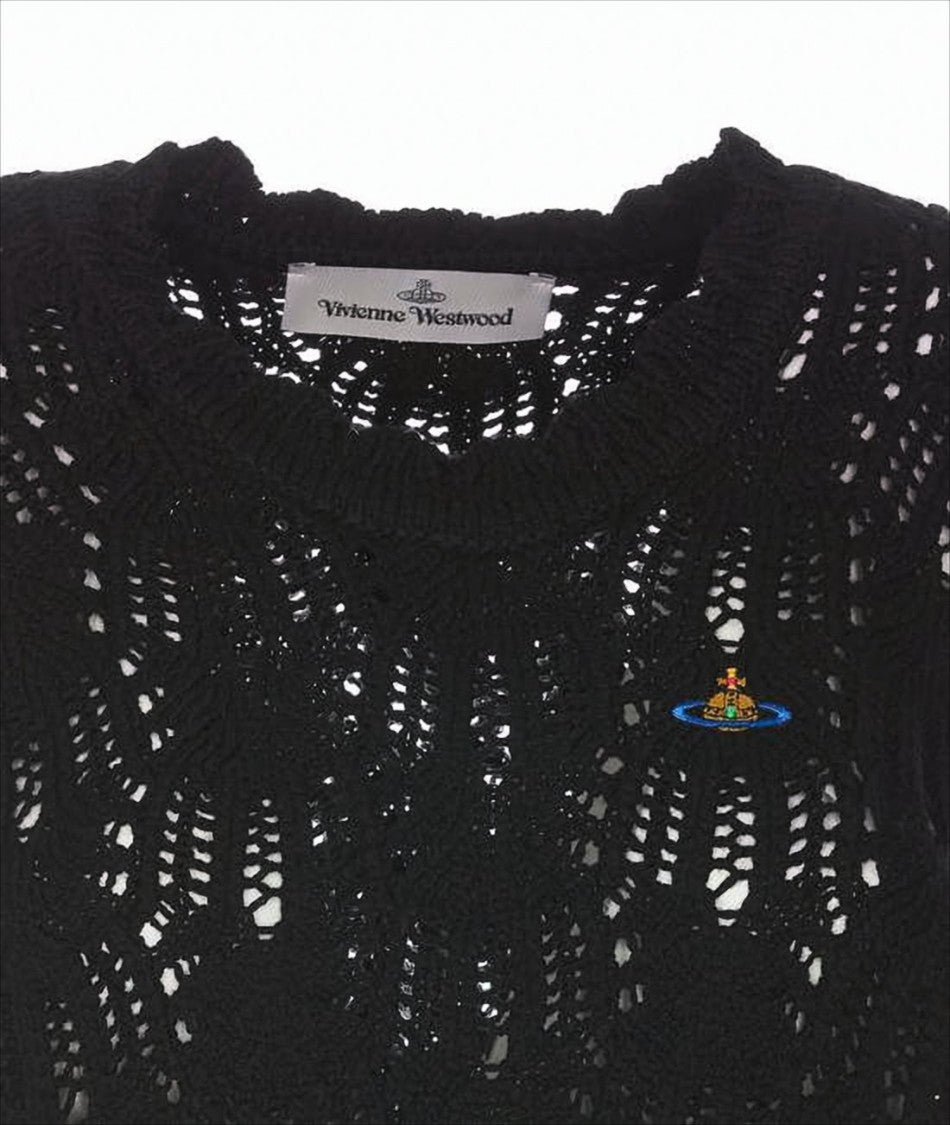 Vivienne Westwood Cropped Black Vest With Open-Knit Design