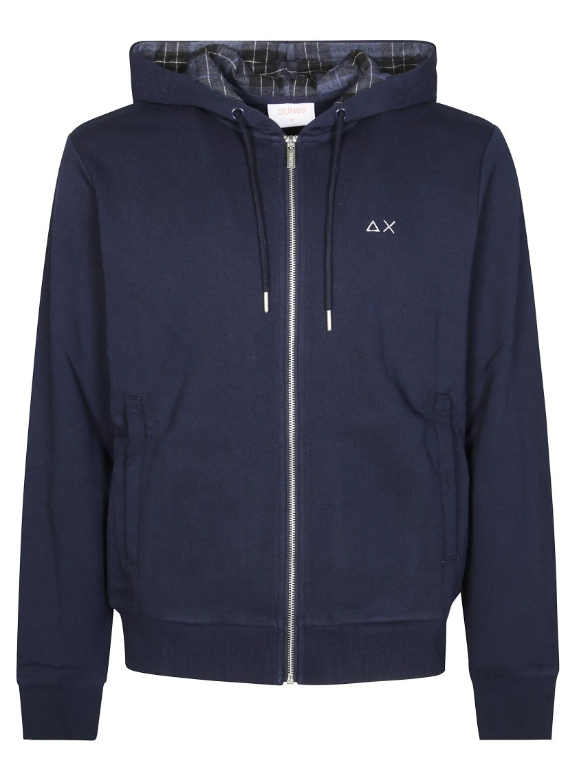 Sun 68 Zip-Up Hoodie With Contrasting Fabric